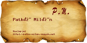 Patkó Milán névjegykártya