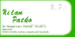 milan patko business card